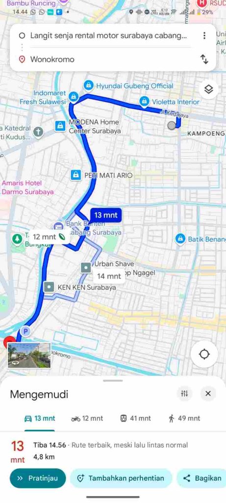 rute sewa motor wonokromo surabaya